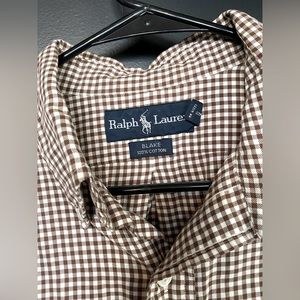 Gingham brown and white button down - VERY soft and lightweight
